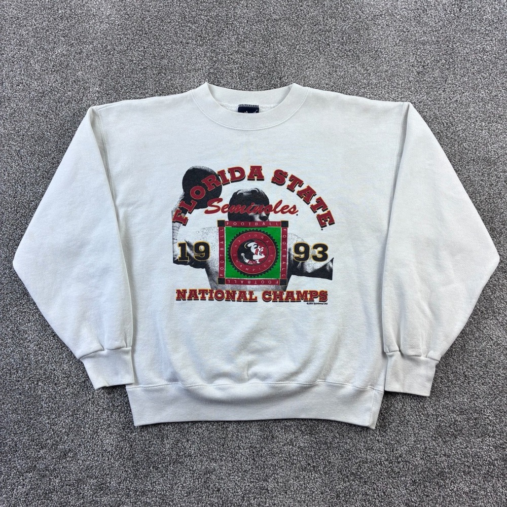 Vintage Florida State Seminoles Sweatshirt Mens Large White 1993 National Champs